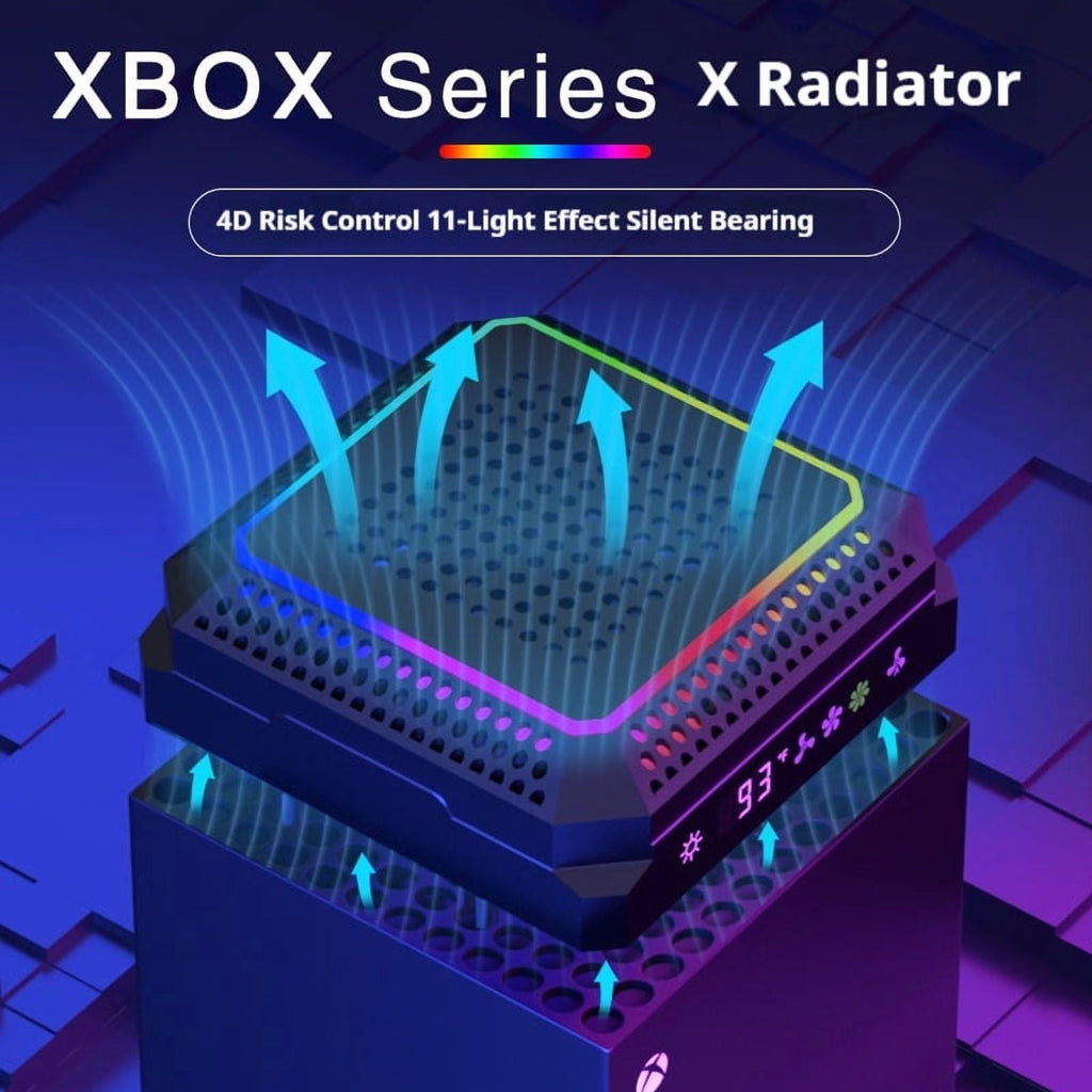 Auto Cooling Fan for Xbox Series X with 11 RGB Light Modes Automatic Fan Speed Adjustable by Temperature with 4 Gears for Xbox Series X Console RGB Lights USB Ports(Black)
