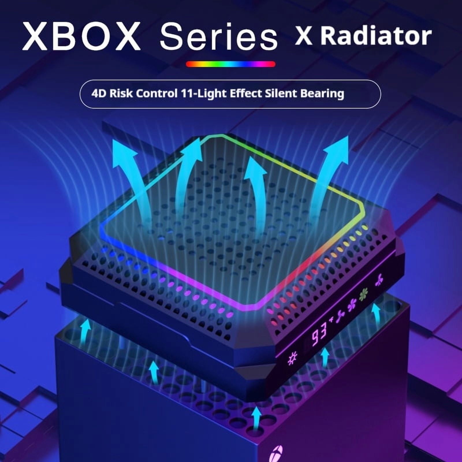 Auto Cooling Fan for Xbox Series X with 11 RGB Light Modes Automatic Fan Speed Adjustable by Temperature with 4 Gears for Xbox Series X Console RGB Lights USB Ports(Black)