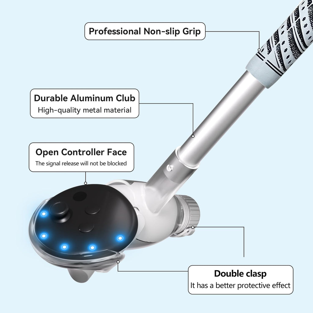 VR Golf Club Handle for Meta Quest 3S/Quest 3/Oculus Quest 2 90 Degree Virtual Reality Baseball Controller Attachment Simulator Real Golf Game