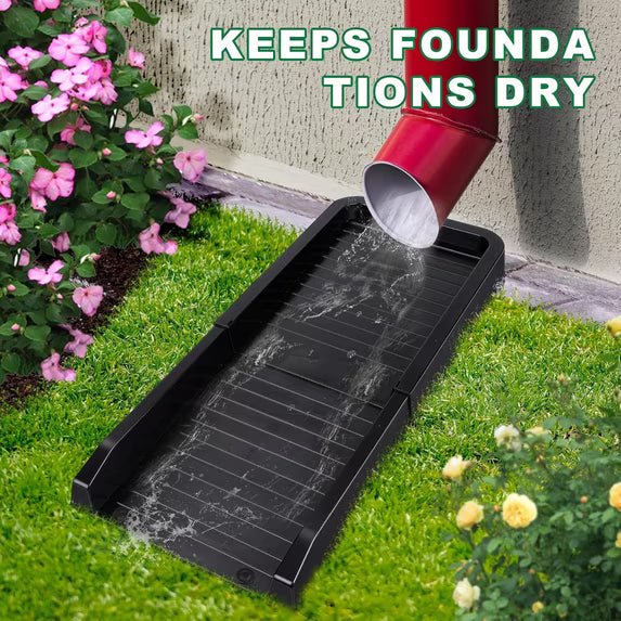 Gutter Downspout Splash Block, 2 Pack Rain Gutter Downspout Extension, 24" Gutter Drainage System with 4 Fixing Nails, Fixable Downspout Extender for Rainwater Diversion & Foundation Protection