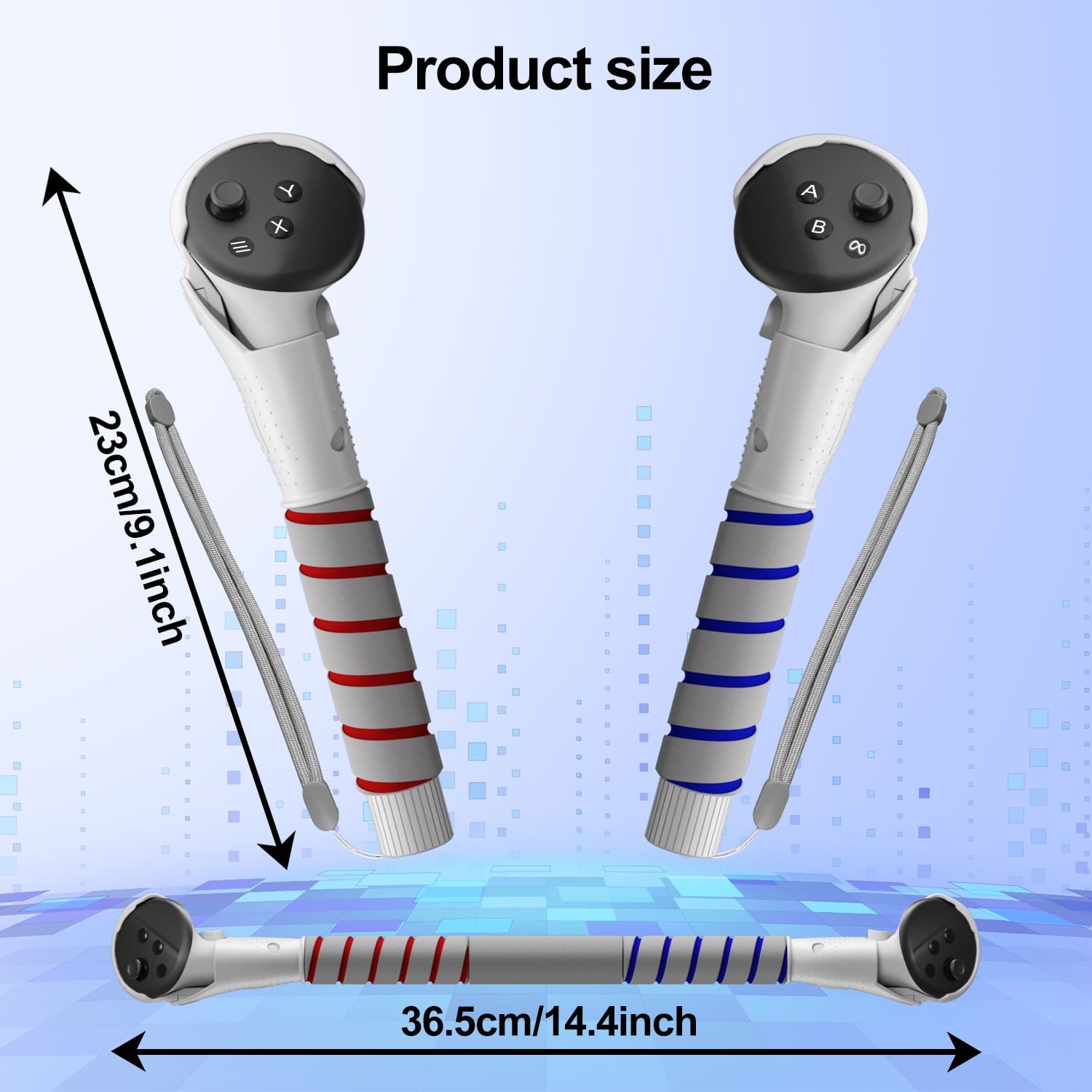 VR Accessories Handle Attachments for Meta Ouclus Quest3/Quest3S Dual Handles and Long Stick Handle Extension Grips to Play Multiple VR Games Gorilla Tag Long Arms Grips Beat Saber Golf Club
