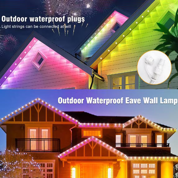 Permanent Outdoor Lights, 150FT RGBIC Smart Eaves Lights with App/Remote Control, Christmas Lights Outdoor IP67 Waterproof String Lights for Halloween Party House Roof Garden