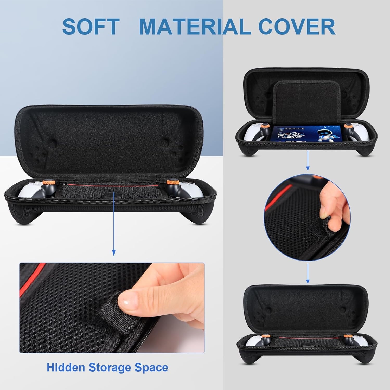 Carrying Case Accessoris Kit for Playstation Portal Hard Shell Case with Silicone Protective Cover & 2 Screen Protector & 4 Thumb Grip Caps Travel Crossbody Handbag for PS Portal Bundle Accessories