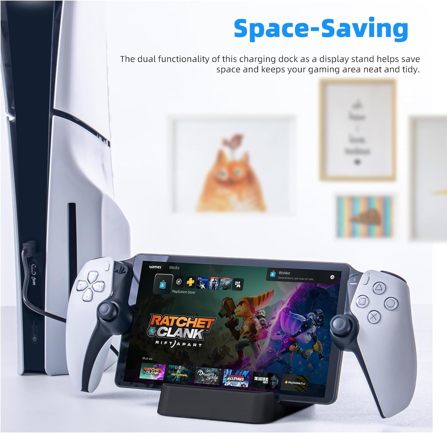 Prociv Charging Station for Playstation Portal Remote Player PS Portal Charger Dock Stand with Type C Plug Playstation 5 PS5 Portable Accessories Stand Charger Station Black