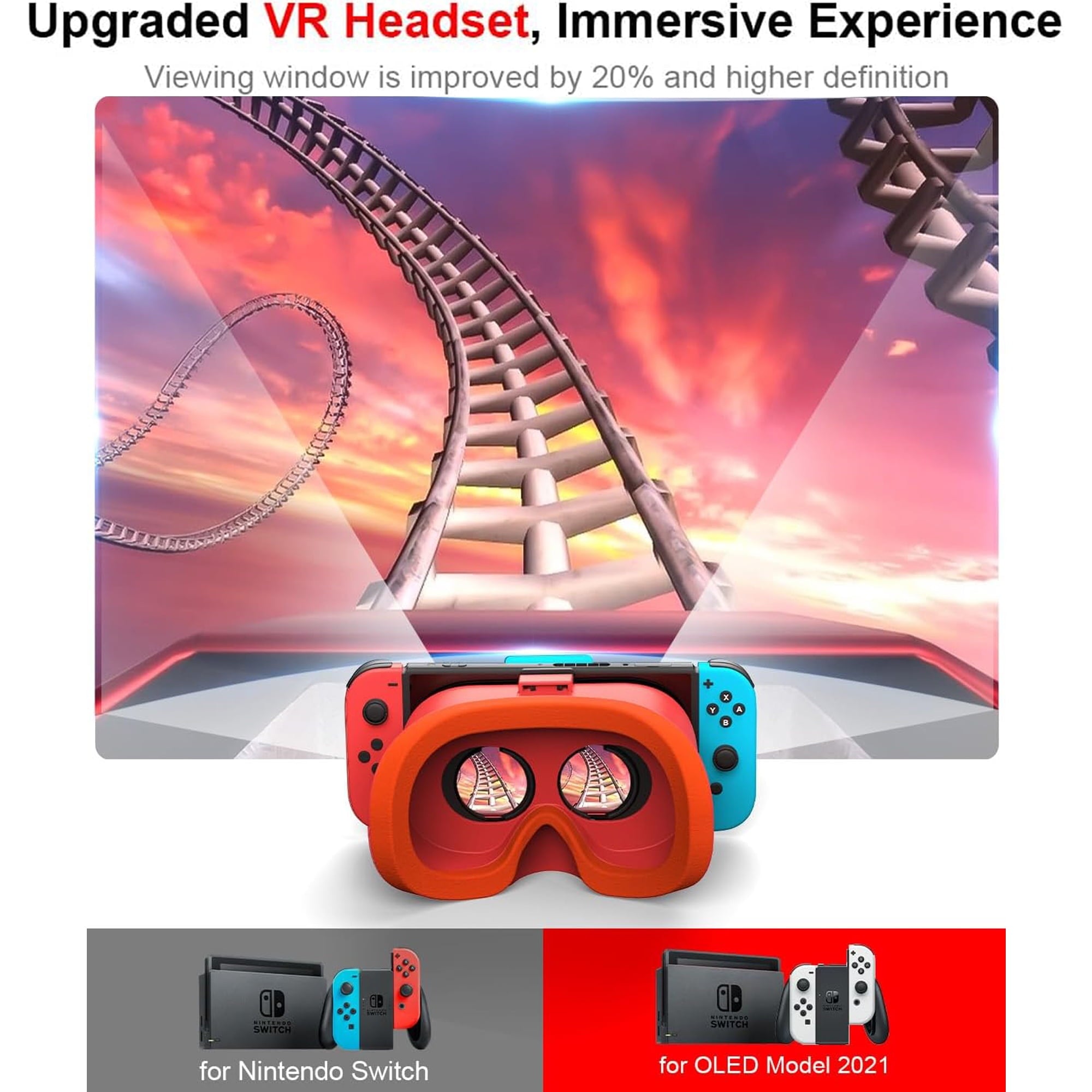 Upgraded VR Headset for Nintendo Switch & Switch OLED Model 3D VR Glasses with Adjustable Lens for Virtual Reality Gaming Experience Switch VR Labo Goggles Adjustable Headset for Nintendo Switch R