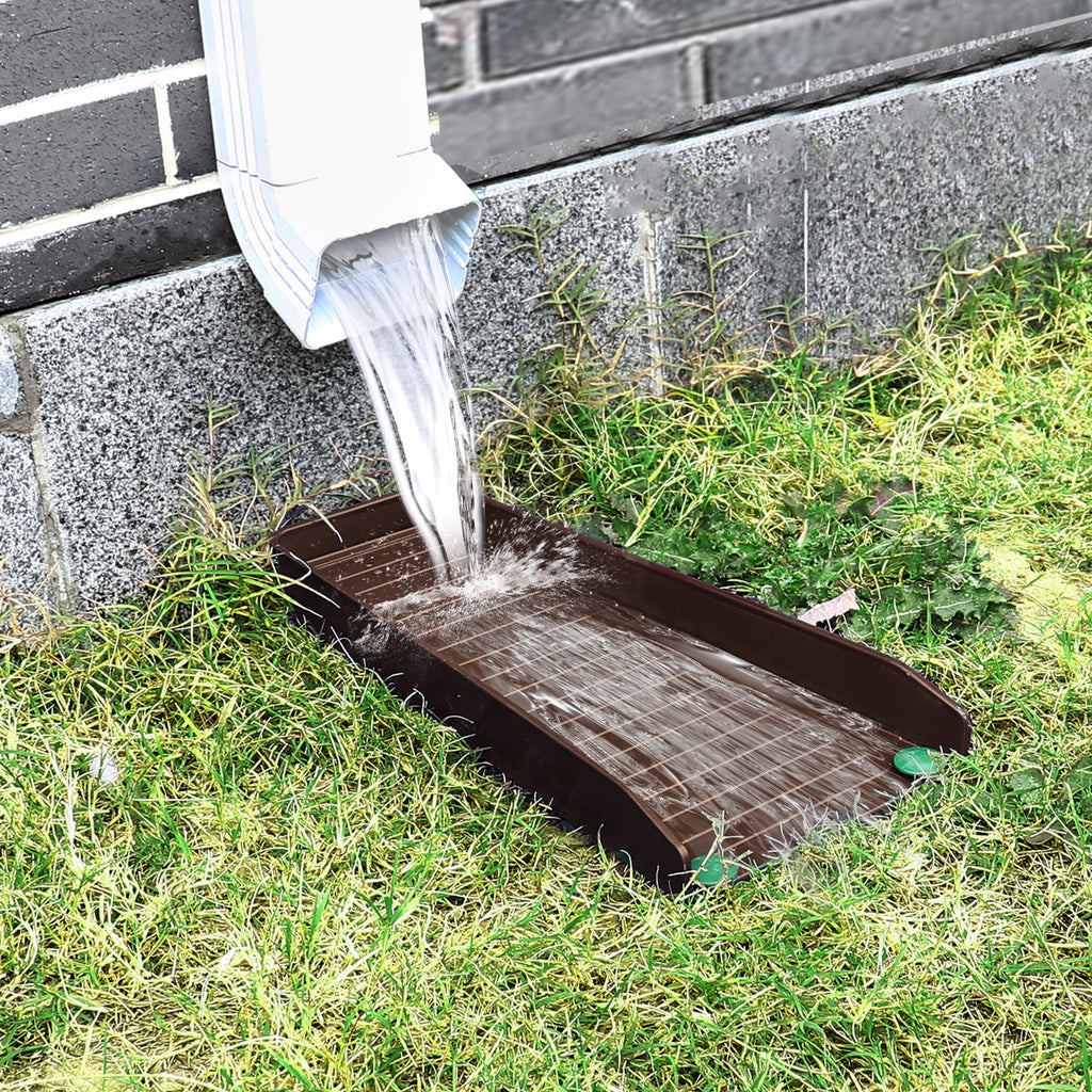 Gutter Downspout Splash Block 4 PCS Rain Gutter Guard Downspout Extensions 16 Drain Gutter Guard Diverter Fixable Rainwater Drainage to Protect House Foundations Foundation Water Diverter Brown