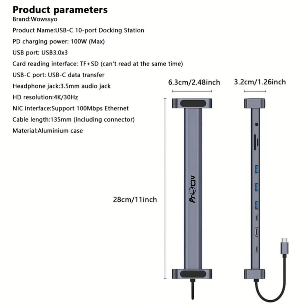 USB C Laptop Docking Station Stand 10 In 1 Folding Tilt Stand Triple Display USB C 4K PD 100W USB 3.0 TF SD Audio RJ45 for MacBook & Windows