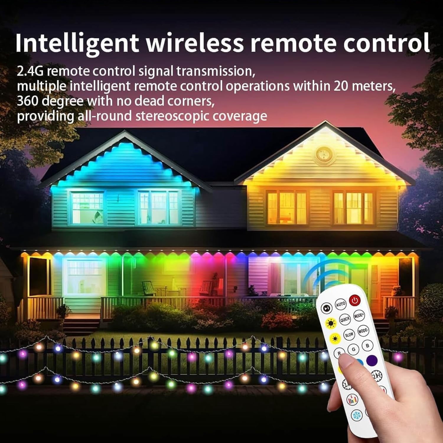Prociv Permanent Outdoor Lights 150ft Smart RGB App Control Outdoor Lights with 90 LEDs LED Eaves Lights IP67 Waterproof House Roof Outdoor Lighting for Party Daily Halloween Christmas Garden
