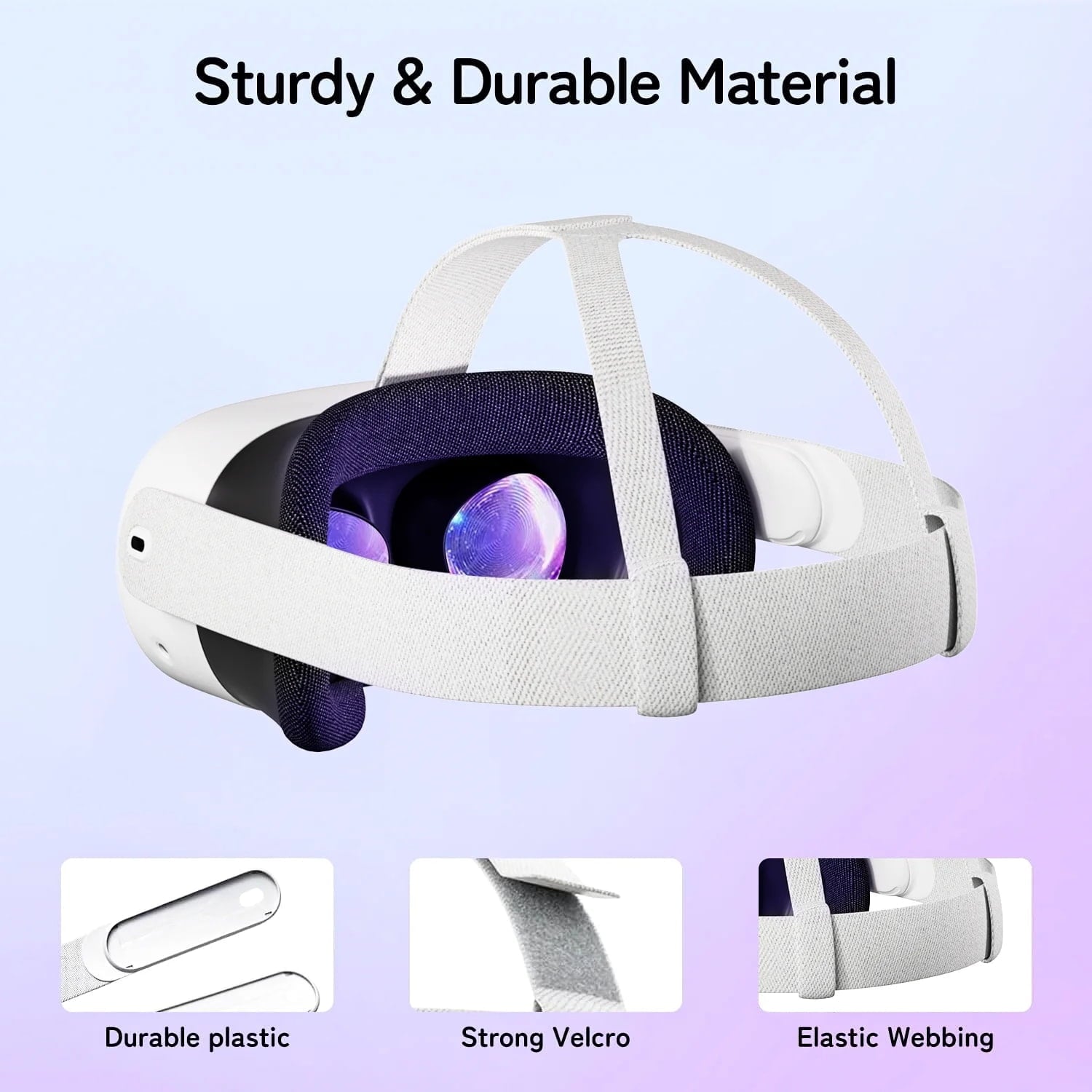 Replacement Head Strap for Meta Quest 3/3S Original Oculus Quest 3 Comfort Headband 4 Thumbstick Caps Included Adjustable & Breathable Design-VR Head Strap Accessories