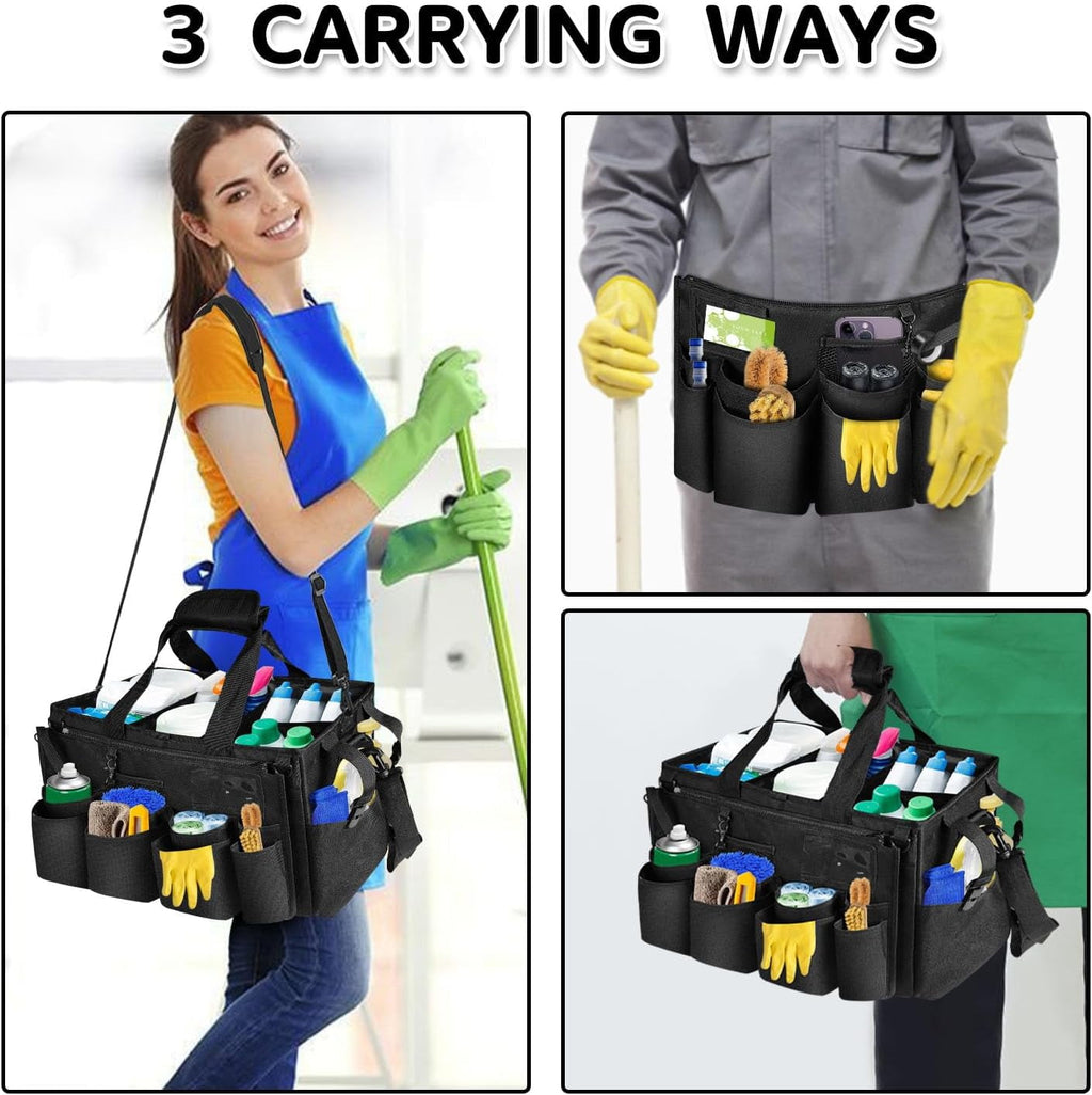Cleaning Caddy Bag Cleaning Caddy Organizer for Housekeepers Cleaning Tool Organizers Tote Bag with Handle Kitchen Cleaning Supplies Storage Bag for Cleaners