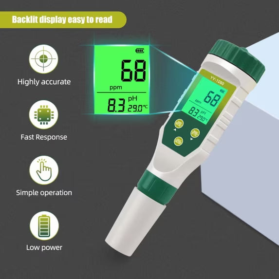 Pool Salt Tester, Water Tester 5 in 1 TDS EC Salinity Water Temperature pH Meter, Digital Salinity pH Meter for Swimming Pool, Saltwater, Sea Water, Aquarium, Fish Tank