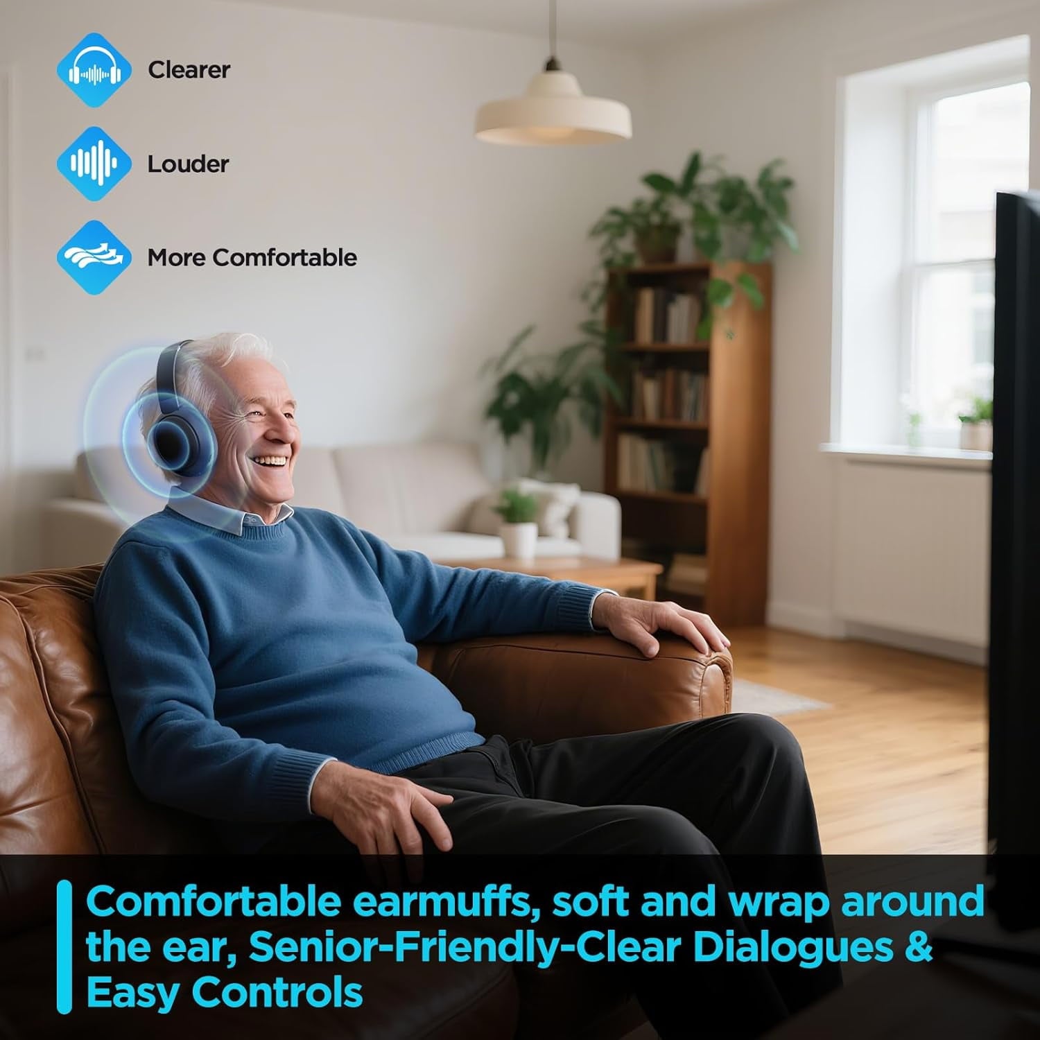 Wireless TV Headphones with 2.4G Digital RF Transmitter and Bluetooth Wireless Over Ear Headphone with Charging Base Support Optical/USB/RCA/BT No Audio Delay Compatible All TVs