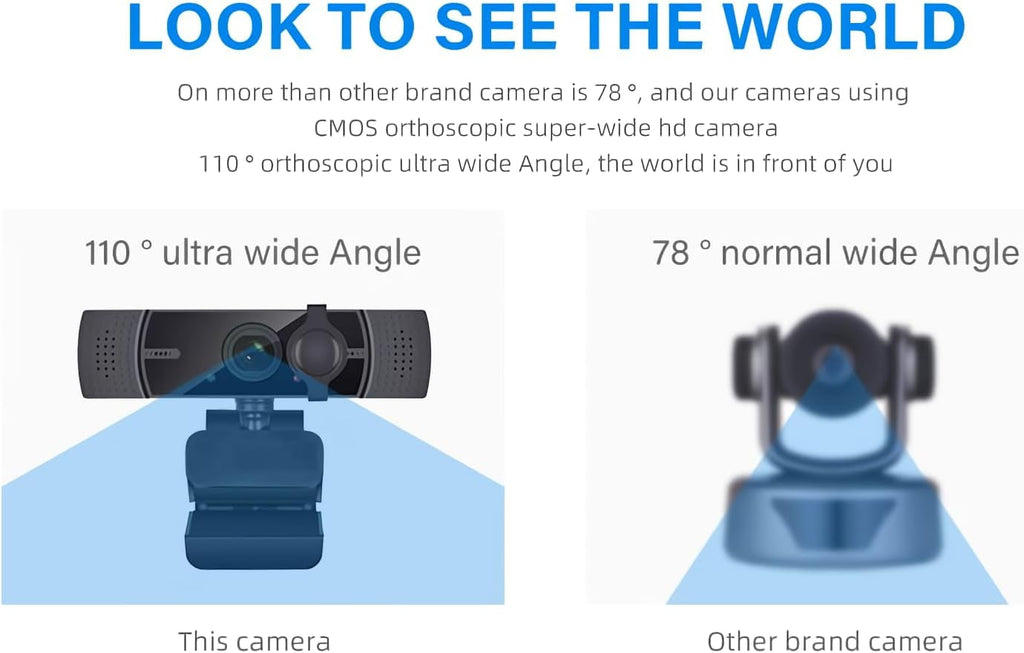 4K Webcam for PC Webcam with Microphone 4K UHD Video Calling Computer Camera with Privacy Cove for Computer/Laptop/Desktop Dual Noise-Canceling Microphones