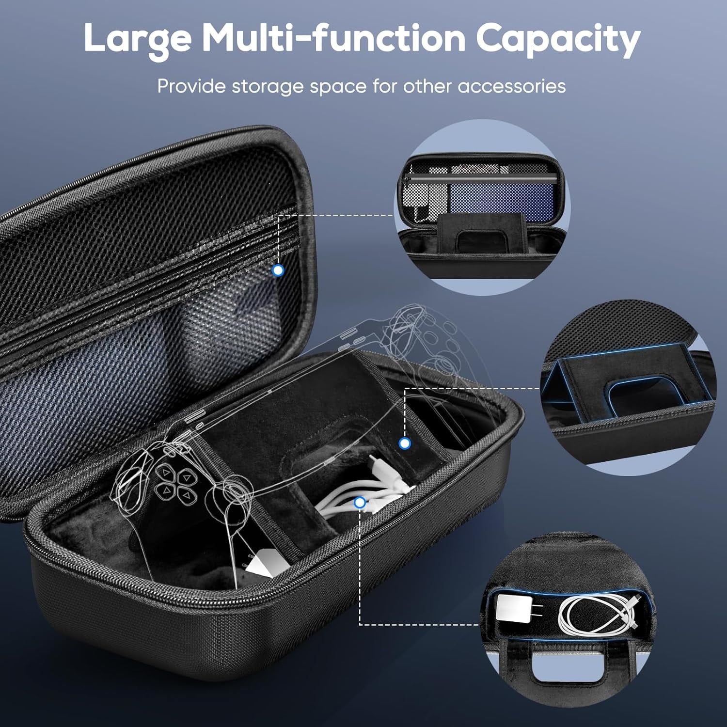Carrying Case Accessories Set for PlayStation Portal Hard Carrying Case with Clear Protective Cover Case 2 Screen Protector and 4 Thumb Grip
