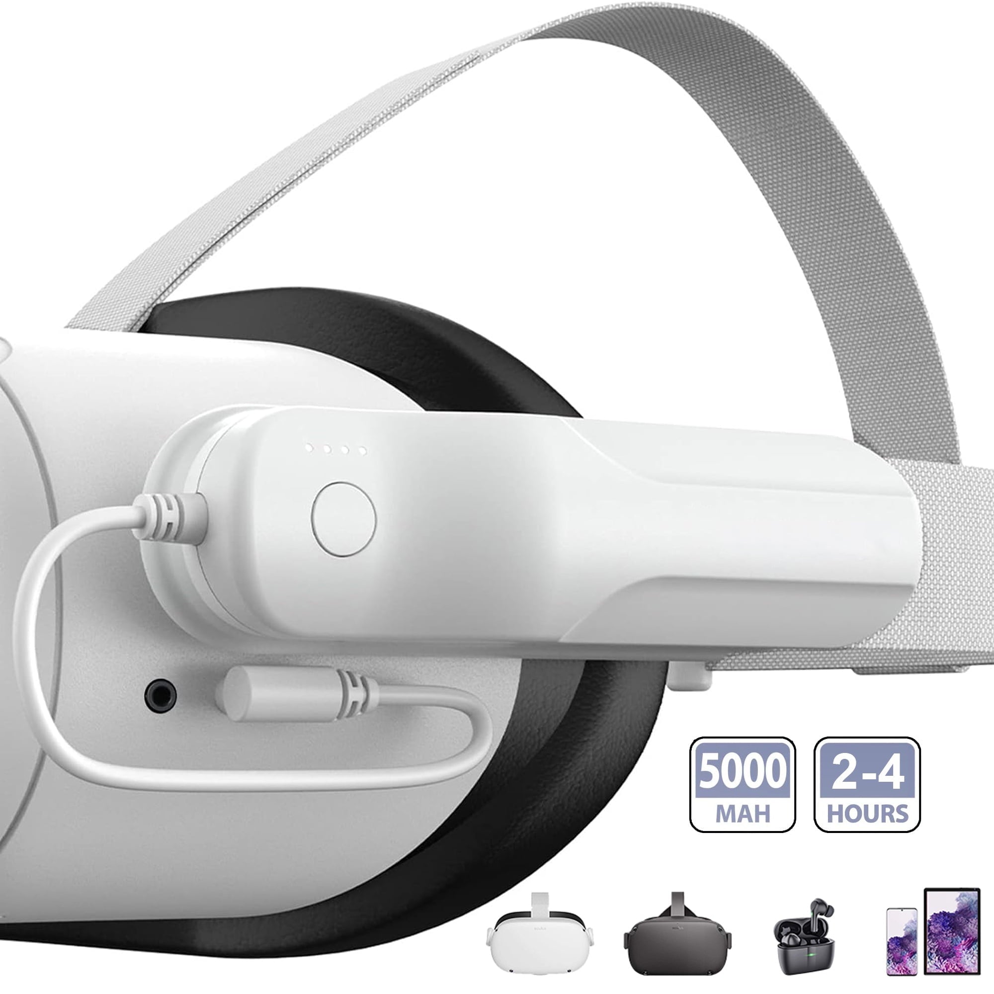 Battery Pack for Oculus Quest 2 5000mAh Portable Charger for Meta Oculus Quest 2 Accessories Compatible with Quest 2 Oculus Original Strap and Elite Strap Extended VR 2-4H Playtime