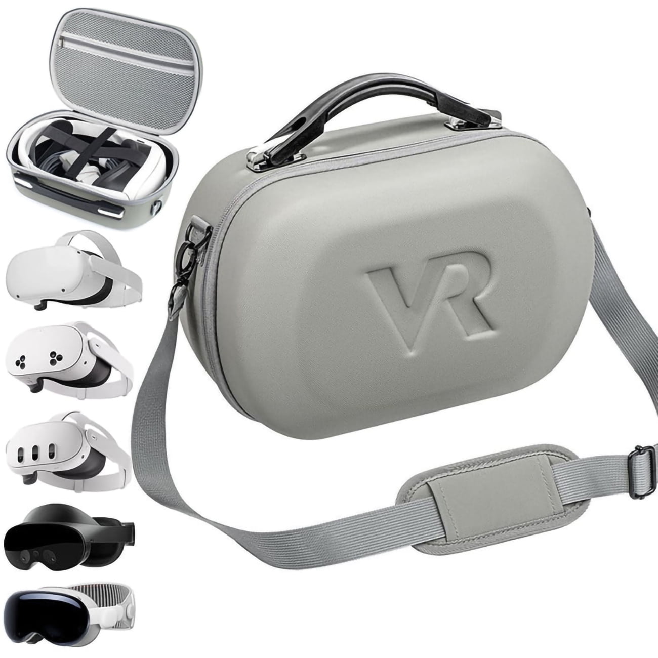 Carrying Case for Meta Quest 3S/Quest 3/Oculus Quest 2/Pico 4/Quest Pro/Vision Pro Portable Travel Case for Controllers and Other Accessories Waterproof Shockproof Portable Bag with Mesh Pocket