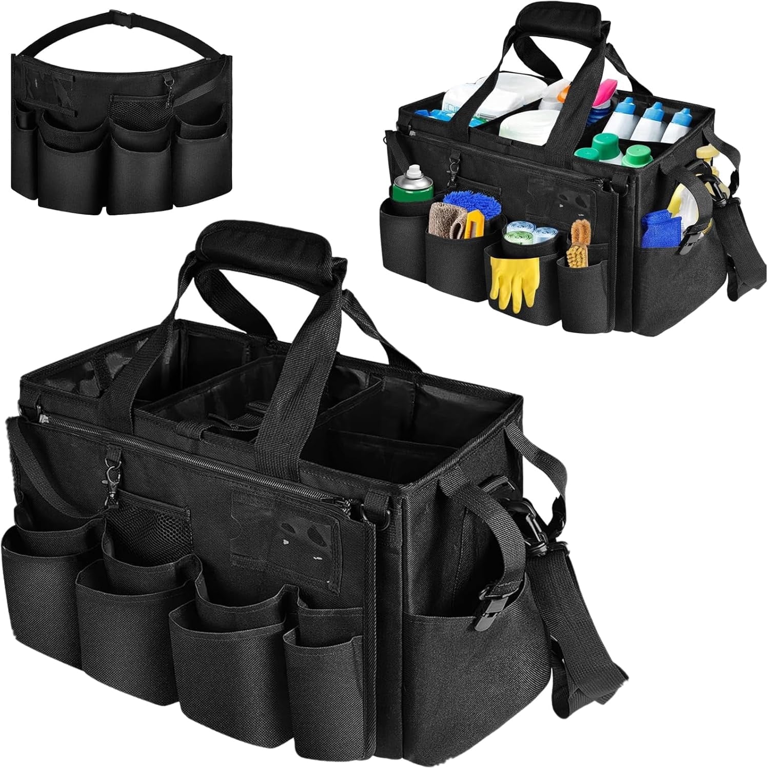 Cleaning Caddy Bag Cleaning Caddy Organizer for Housekeepers Cleaning Tool Organizers Tote Bag with Handle Kitchen Cleaning Supplies Storage Bag for Cleaners