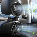Dual Head Car Fan USB Cooling Fans for Backseat 360° Rotatable Car Seat Headrest Fan for Kids Dog Rear Facing 3-Speed Separate Controlled Car Backseat Fan Air Circulation for Vehicle SUV RV Trunk