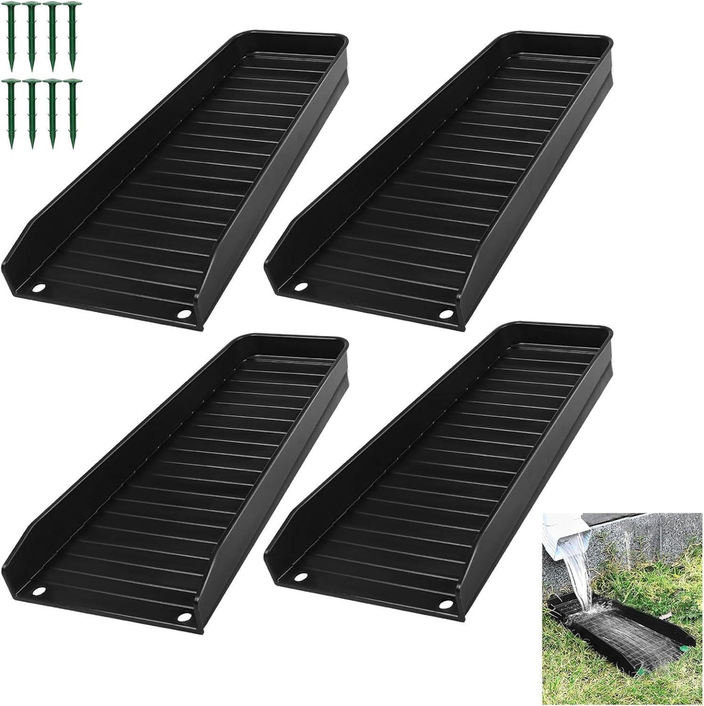 Gutter Downspout Splash Block 4 PCS Rain Gutter Guard Downspout Extensions 16 Drain Gutter Guard Diverter Fixable Rainwater Drainage to Protect House Foundations Foundation Water Diverter Black