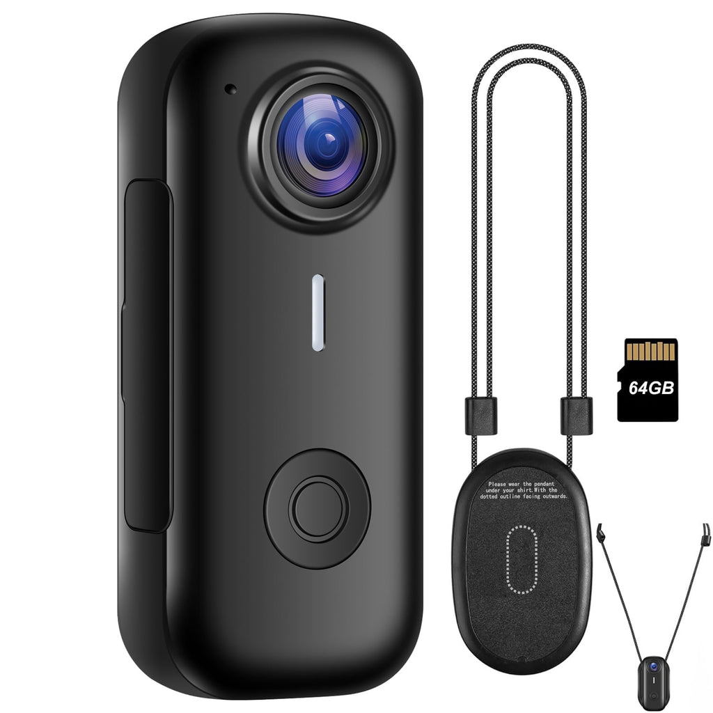 Mini Body Camera Wearable Action Body Cam with Audio & Video- Thumb Hands Free Waterproof Recording Wearable Cameras - for Work Travel Pet Walk Swim(Black)