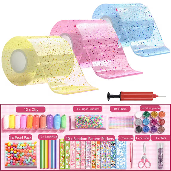 Nano Tape Bubble Kit, Double Sided Tape Elastic Bubbles DIY Craft Kit, Stress Balls Toys, Squishy Ball, Anxiety Relief Toy, Party Favors and Fidget Toys for Girls, Boys, Kids