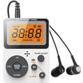 Portable AM FM Radio Personal Pocket Radio with LCD Screen Stereo Earphone Jack Sleep Timer and Alarm Clock for Jogging Walking