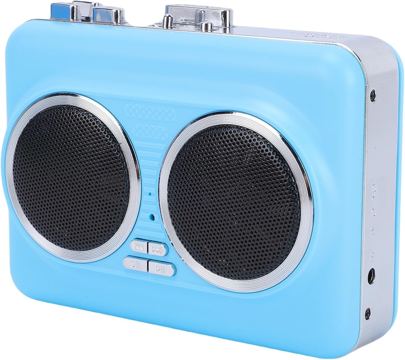 Portable Cassette Player with Auto Reverse Convert Tapes to Digital Files via USB Cassette Audio Player Tape to MP3 Converter Powered by USB Power Cord or AA Battery - Blue