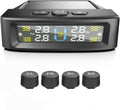 RV Tire Pressure Monitoring System Tire Pressure Monitor with Solar Charge LCD Display Auto Sleep Mode for Trailer Truck Off Road Pickup(4 Sensors External Didi Version)