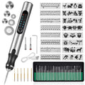 Wiher Electric Engraving Pen Kit with 42 Bits Mini Electric DIY Engraver Cordless Rotary Tools Portable Engraving Tool for Jewelry Wood Metal Stone Plastic Glass Etching (Silver)