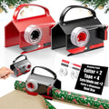Wiher Wrapping Paper Cutter & Tape Dispenser, Gift Wrap Cutter Tool Dual Use Sliding Design with 4 Tapes & 2 Replacement Blades for Holiday & Birthday Gift Wrapping Paper Roll, 2 Pack（Black Red）