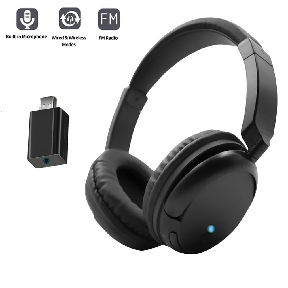 Wireless TV Headphones Wireless Headphones Headset with FM Radio 3 in1 Funcitons FM Wireless TV Headphone HiFi Stereo Lightweight Headphones for Home Office Game Computer