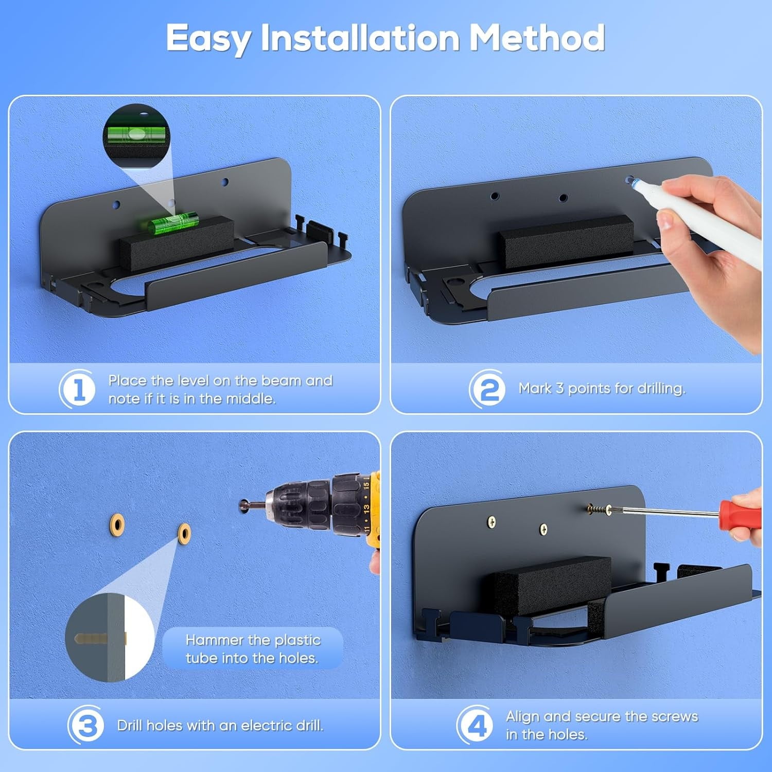 Metal Wall Mount for Nintendo Switch 2 Console Switch 2 Organizer Shelf Base Kit Behind TV Switch 2 Accessories with 5 Card Slots and 4 Joy-con Hanger Carbon Black