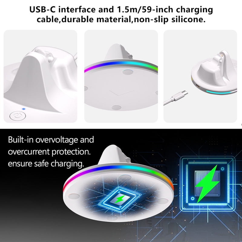 Charging Station for Meta Wayfarer/Skyler/Headliner Portable Charging Dock Compatible with Oakley Meta HSTN RGB Travel Charging Stand with Cable LED Indicator White