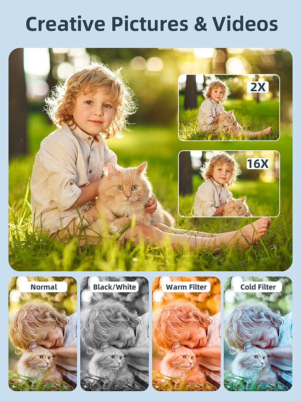 Digital Camera FHD 1080P Camera Digital Point and Shoot Camera with 16X Zoom Anti Shake Compact Small Camera for Boys Girls Kids
