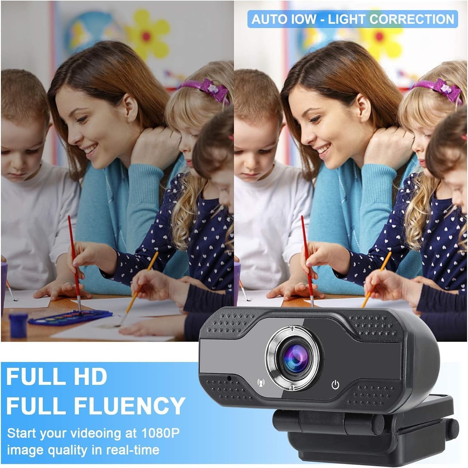 Webcam with Microphone for Desktop 1080P HD USB Webcam for PC Desktop & Laptop with Privacy Cover&Webcam Tripod Plug and Play for Conferencing and Video Calling