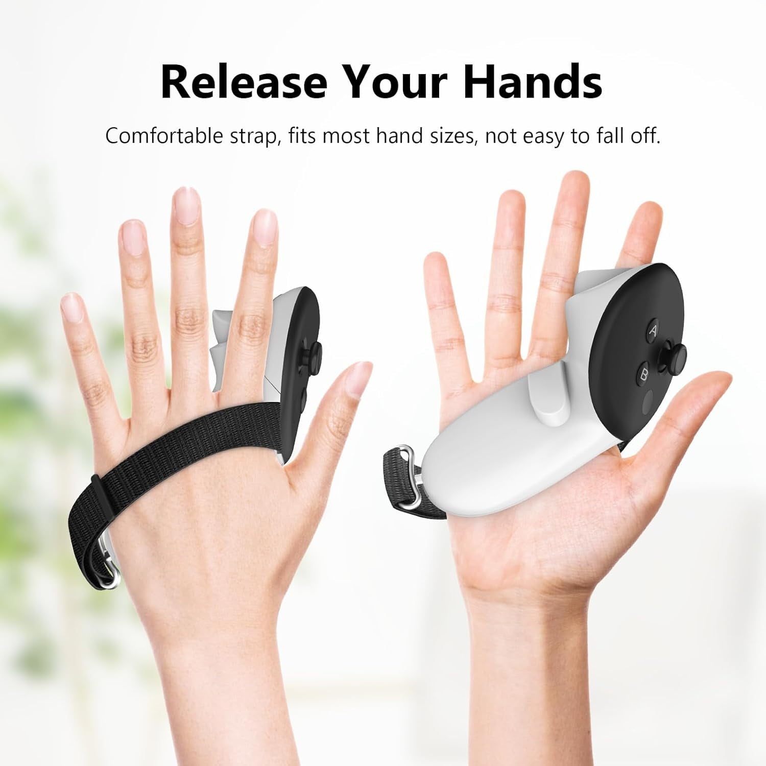 Controller Straps with Adjustable Knuckle Controller Grips Battery Cover Compatible with Meta Quest 3S/Quest 3 Non-Slip Handle Cover Accessories