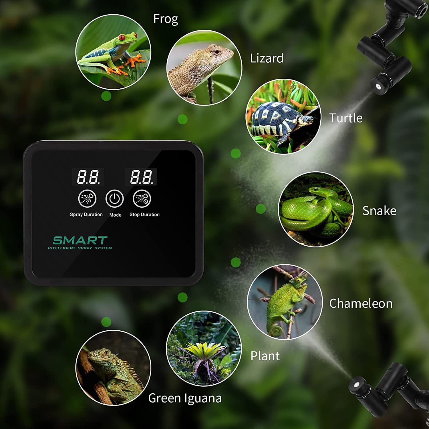 Reptile Fogger Reptile Humidifiers Misting System Automatic with Timer Spray Kit for Rainforest Plants Amphibian