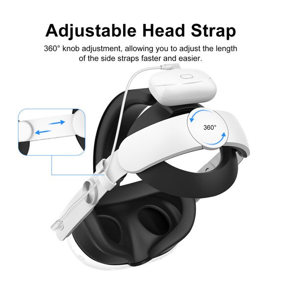 6000mAh Battery Head Strap for Meta Quest 3S, Detachable Battery Headstrap to Extend Playtime, Rechargeable Battery Strap Accessories, Reduced Face Pressure