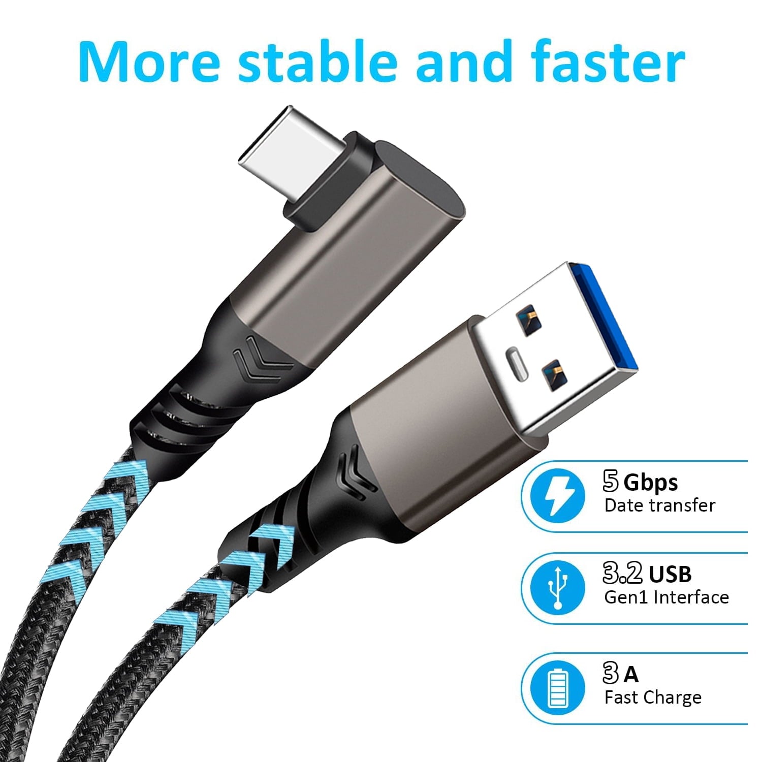 Prociv Compatible for Oculus Quest 2 Link Cable 16.4FT VR Headset Cable for Oculus Quest 2 / Quest 3 USB 3.0 to TYEE C High Speed Data Transfer Charging Cord for Gaming PC & USB C Chargers