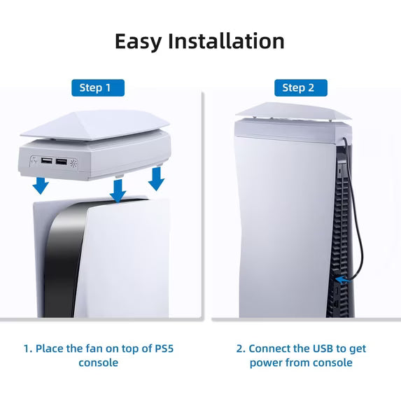 Cooling Fan for PS5 Pro, 3-Speed Adjustable Cooling Fan with RGB Light Dust Cover, Low Noise Fan Cooler with 2 USB Port for PS5 Disc/Digital Edition Console
