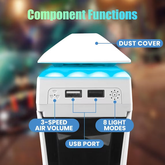 Cooling Fan for PS5 Pro, 3-Speed Adjustable Cooling Fan with RGB Light Dust Cover, Low Noise Fan Cooler with 2 USB Port for PS5 Disc/Digital Edition Console