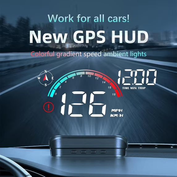 Heads Up Display for Car, Windshield Screen Projector GPS Speedometer, with Overspeed Alarm, Km/h MPH, Brightness Adjustment , USB Cable Plug & Play for All 5V Vehicles