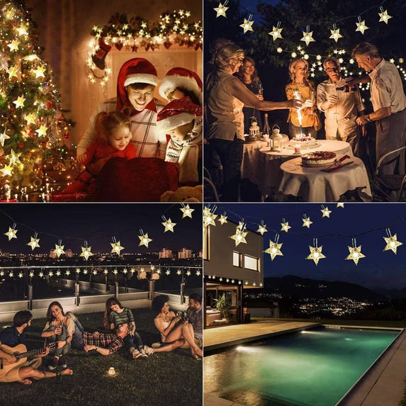 Solar String Lights Outdoor Christmas Star String Lights, 39ft 100LED Waterproof Christmas String Lights for Gardens Patio Landscape Xmas Tree Decorations