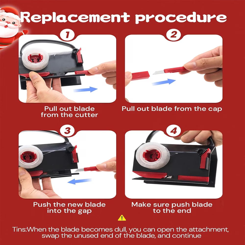 Wiher Wrapping Paper Cutter & Tape Dispenser, Gift Wrap Cutter Tool with 4 Tapes & 2 Replacement Blades, Dual Use Sliding Design for Holiday & Birthday Gift Wrapping Paper Roll, Red