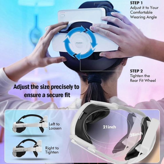 Battery Head Strap for Meta Quest 3S/Quest 3, 5000mAh Rechargeable Battery Head Strap to Extend Playtime, Adjustable Strap Enhanced Support and Balance in VR
